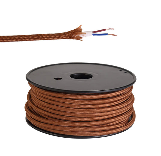 C-Lighting Snave 25m Roll Dark Brown Braided 2 Core 0.75mm Cable VDE Approved - 33120