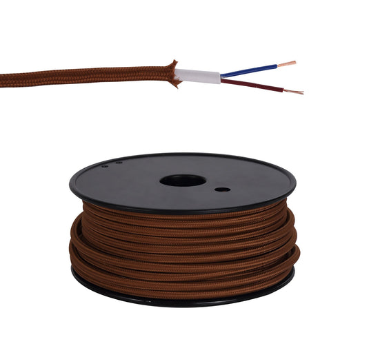 C-Lighting Snave 25m Roll Red Brown Braided 2 Core 0.75mm Cable VDE Approved - 33121