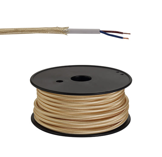 C-Lighting Snave 25m Roll Gold Braided 2 Core 0.75mm Cable VDE Approved - 33122