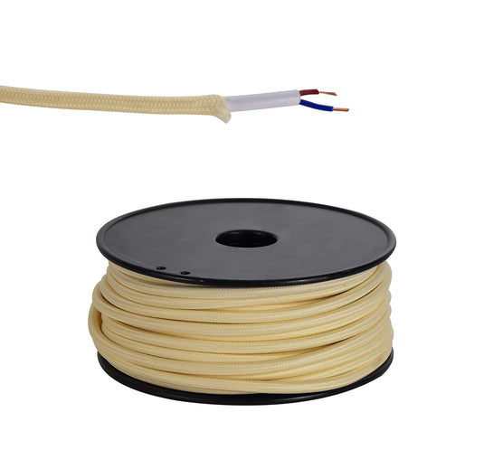 C-Lighting Snave 25m Roll Beige Braided 2 Core 0.75mm Cable VDE Approved - 33123