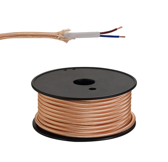 C-Lighting Snave 25m Roll Rose Gold Braided 2 Core 0.75mm Cable VDE Approved - 33124
