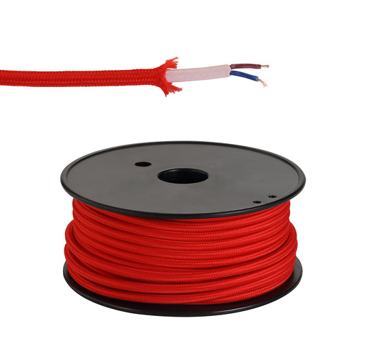C-Lighting Snave 25m Roll Red Braided 2 Core 0.75mm Cable VDE Approved - 33125