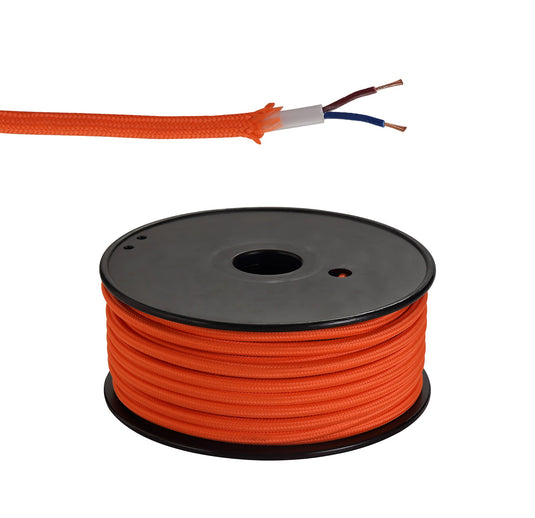 C-Lighting Snave 25m Roll Orange Braided 2 Core 0.75mm Cable VDE Approved - 33129