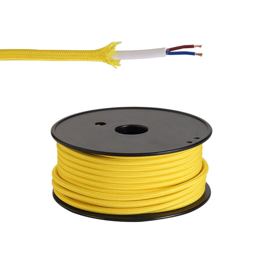 C-Lighting Snave 25m Roll Yellow Braided 2 Core 0.75mm Cable VDE Approved - 33130