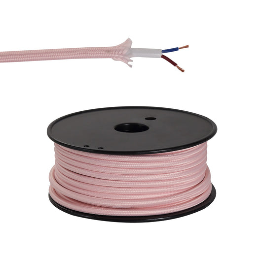 C-Lighting Snave 25m Roll Pink Braided 2 Core 0.75mm Cable VDE Approved - 33131