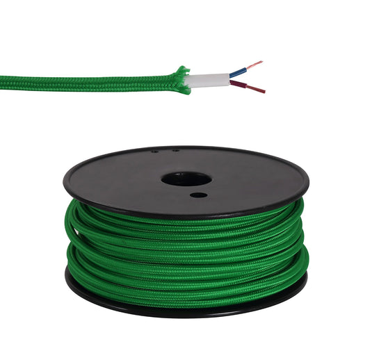 C-Lighting Snave 25m Roll Bottle Green Braided 2 Core 0.75mm Cable VDE Approved - 33132