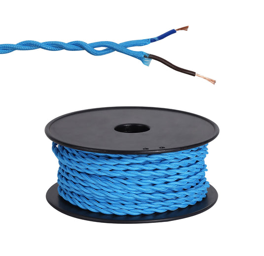 C-Lighting Snave 25m Roll Blue Braided Twisted 2 Core 0.75mm Cable VDE Approved - 33148
