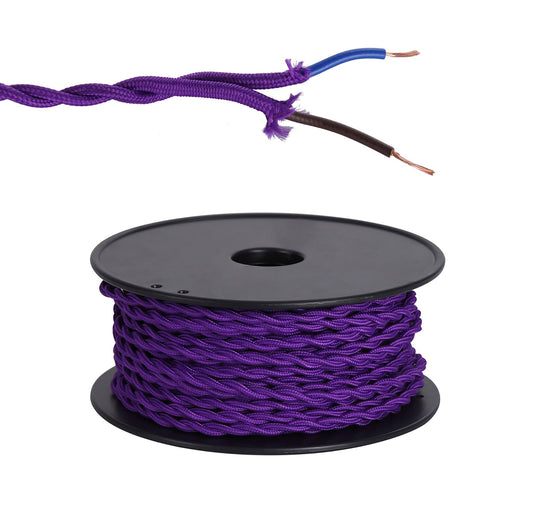 C-Lighting Snave 25m Roll Purple Braided Twisted 2 Core 0.75mm Cable VDE Approved - 33150