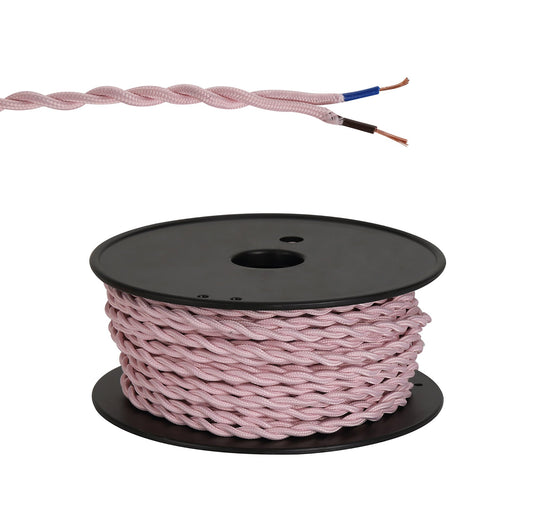 C-Lighting Snave 25m Roll Pink Braided Twisted 2 Core 0.75mm Cable VDE Approved - 33153