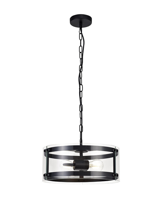 C-Lighting Somerhill Pendant, 2 Light E27, Matt Black - 28704