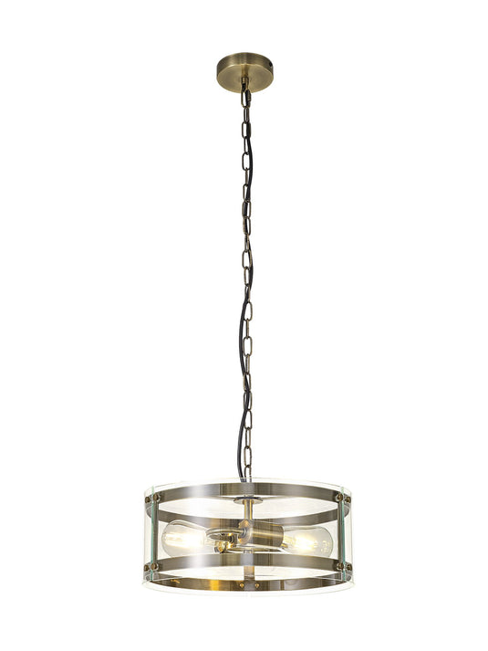 C-Lighting Somerhill Pendant, 2 Light E27, Antique Brass - 33312