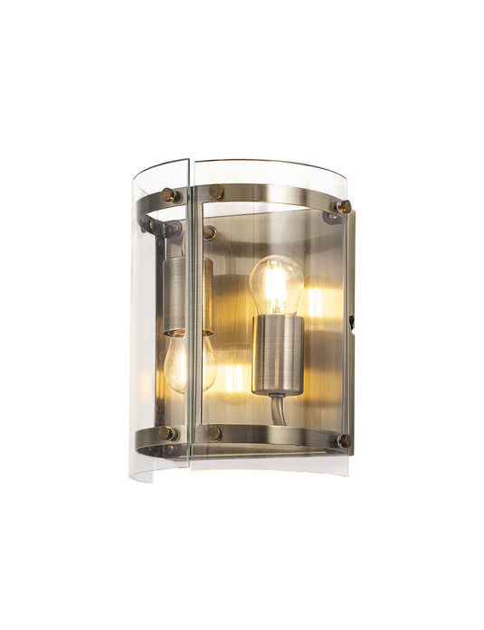 C-Lighting Somerhill Wall Light, 2 Light E27, Antique Brass - 33315