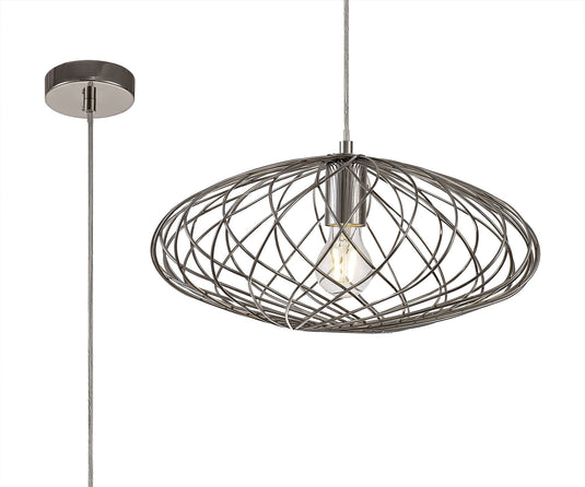C-Lighting Stanley Elliptical Sphere Pendant, 1 x E27, Polished Nickel - 28730
