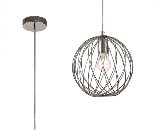 C-Lighting Stanley Sphere Pendant, 1 x E27, Polished Nickel - 28732