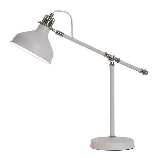 C-Lighting Stuppington Adjustable Table Lamp, 1 x E27, Sand White/Satin Nickel/White - 28612