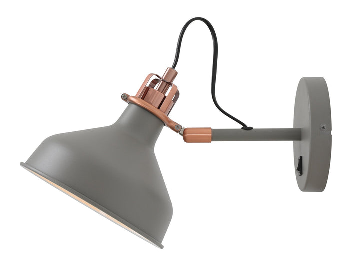 C-Lighting Stuppington Adjustable Wall Lamp Switched, 1 x E27, Sand Grey/Copper/White - 28617