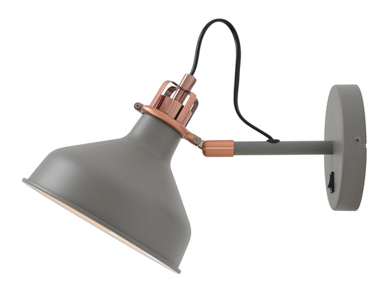 C-Lighting Stuppington Adjustable Wall Lamp Switched, 1 x E27, Sand Grey/Copper/White - 28617
