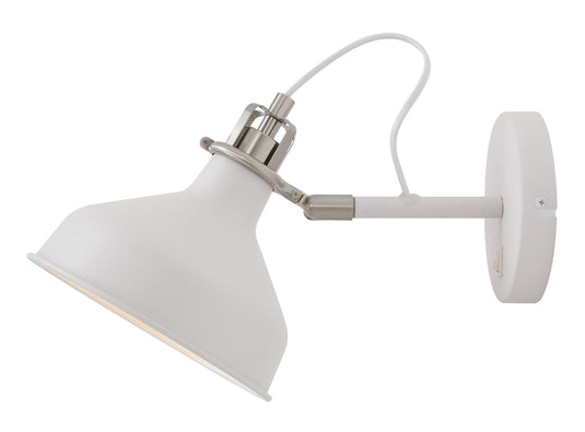 C-Lighting Stuppington Adjustable Wall Lamp Switched, 1 x E27, Sand White/Satin Nickel/White - 28618