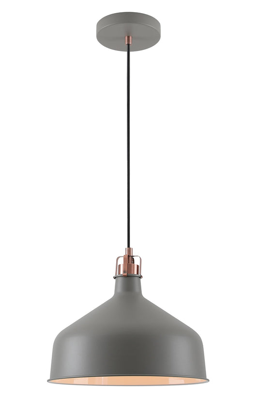 C-Lighting Stuppington Medium Pendant, 1 x E27, Sand Grey/Copper/White - 28623