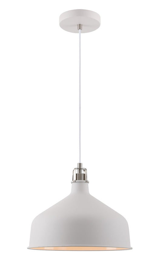 C-Lighting Stuppington Medium Pendant, 1 x E27, Sand White/Satin Nickel/White - 28624