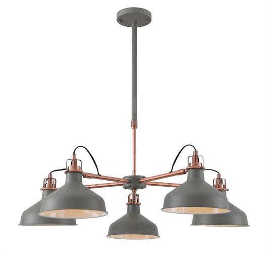 C-Lighting Stuppington Telescopic 5 Light, 5 x E27, Sand Grey/Copper/White - 28626