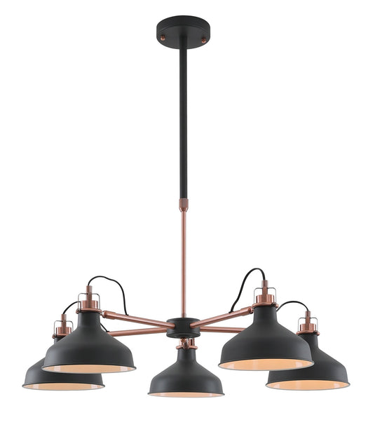 C-Lighting Stuppington Telescopic 5 Light, 5 x E27, Graphite/Copper/White - 29148