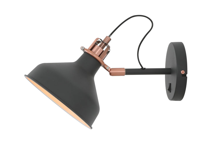 C-Lighting Stuppington Adjustable Wall Lamp Switched, 1 x E27, Graphite/Copper/White - 29149