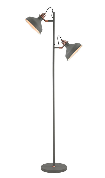 C-Lighting Stuppington Floor Lamp, 2 x E27, Sand Grey/Copper/White - 29150