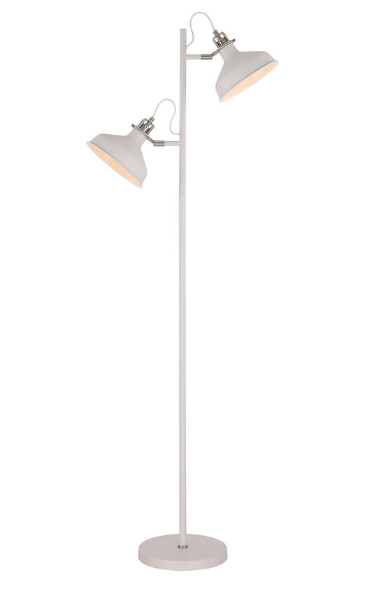 C-Lighting Stuppington Floor Lamp, 2 x E27, Sand White/Satin Nickel/White - 29151