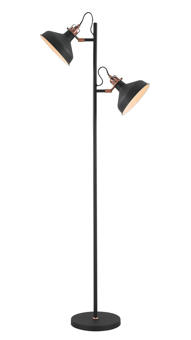 C-Lighting Stuppington Floor Lamp, 2 x E27, Sand Back/Copper/White - 29152