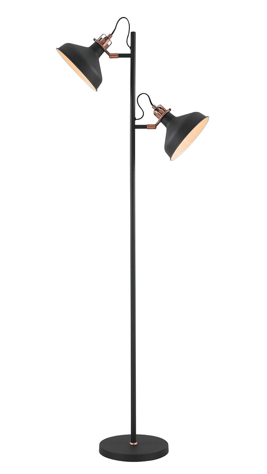 C-Lighting Stuppington Floor Lamp, 2 x E27, Sand Back/Copper/White - 29152