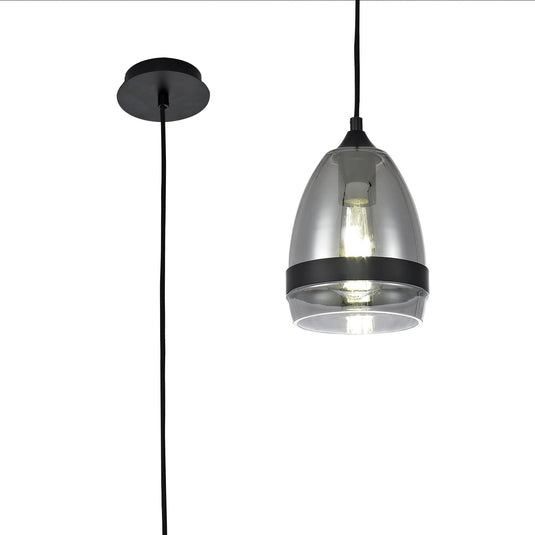 C-Lighting Sundridge Pendant 15cm Cone, 1 x E27 (Max 20W), Matt Black & Smoke - 33336
