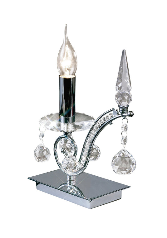 Diyas IL30010 Tara Table Lamp 1 Light Polished Chrome/Crystal - 37875