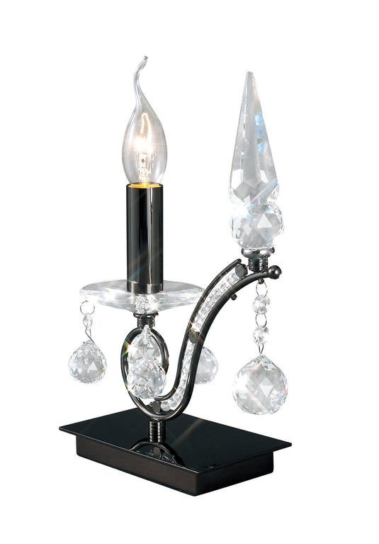 Diyas IL30030 Tara Table Lamp 1 Light Black Chrome/Crystal - 37892