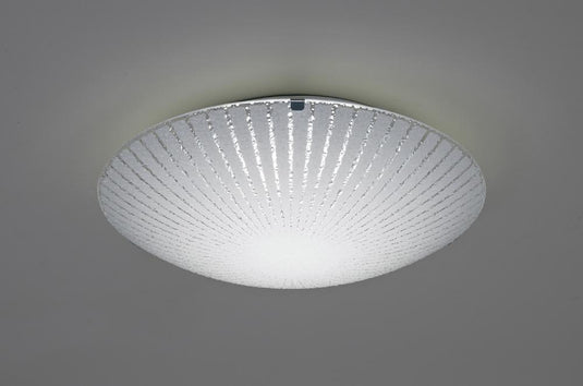 Deco D0407 Tassa 12W LED Small Flush Ceiling Light, 300mm Round, 4000K 950lm CRI80, Sunray Pattern Glass With Polished Chrome Detail