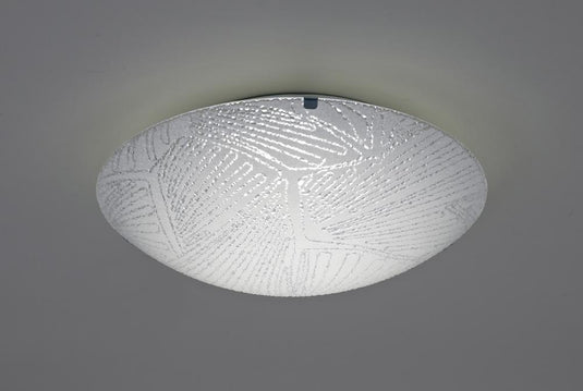 Deco D0409 Tassa 12W LED Small Flush Ceiling Light, 300mm Round, 4000K 950lm CRI80, Random Line Pattern Glass With Polished Chrome Detail