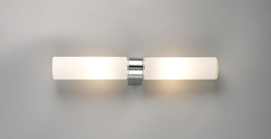 Deco D0386 Tasso IP44 2 Light E14 Twin Wall Lamp,  Polished Chrome With Opal Tubular Glass - 51083