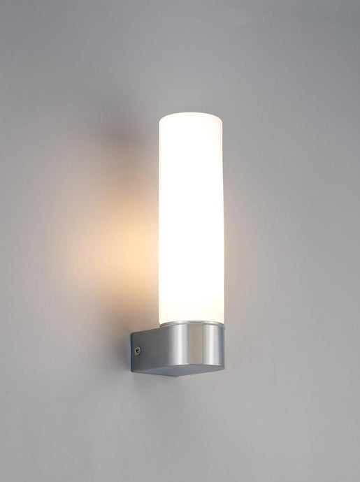 Deco D0387 Tasso IP44 1 Light E14 Wall Lamp,  Polished Chrome With Opal Tubular Glass - 47991