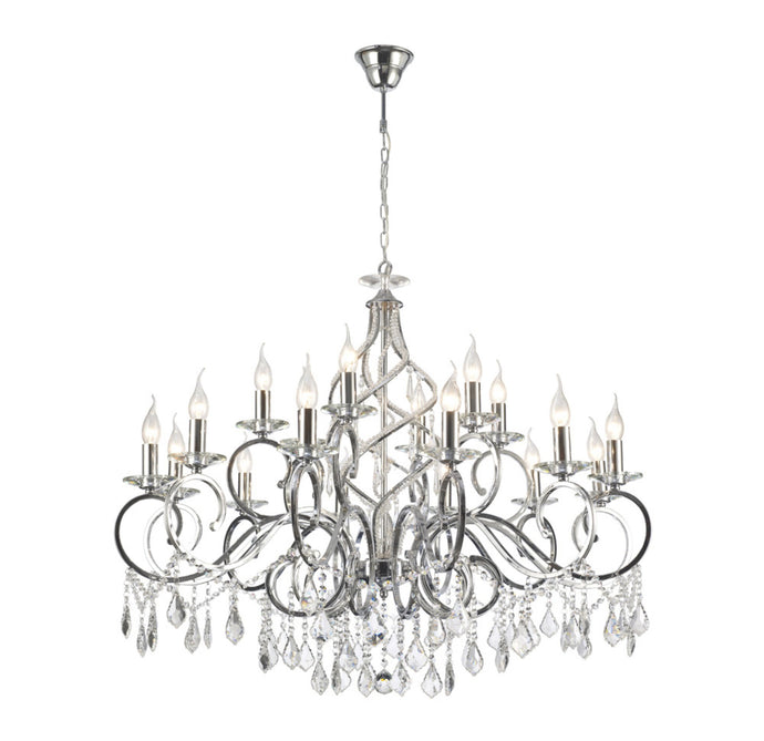 Diyas IL303112+6 Torino Pendant 18 Light E14 Polished Chrome/Crystal, (ITEM REQUIRES CONSTRUCTION/CONNECTION) Item Weight: 16.5kg - 38034