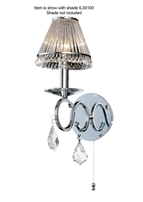 Diyas IL30311 Torino Wall Lamp Switched 1 Light Polished Chrome/Crystal - 38032