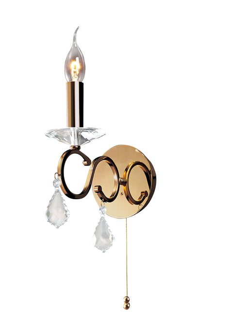 Diyas IL30321 Torino Wall Lamp Switched 1 Light French Gold/Crystal - 38039