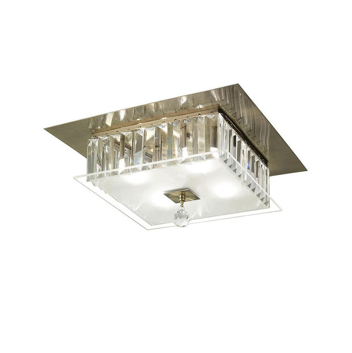 Diyas IL30247 Tosca Ceiling Square 4 Light Antique Brass/Glass/Crystal - 38013