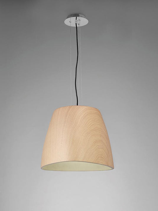 Mantra M4821 Triangle Pendant Large 1 Light E27, Beech/Polished Chrome