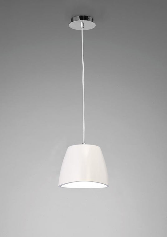 Mantra M4823 Triangle Pendant Small 1 Light E27, Gloss White/Polished Chrome