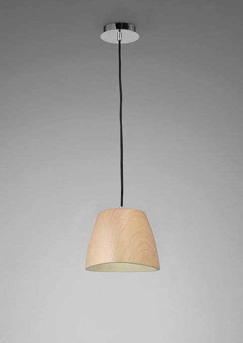 Mantra M4824 Triangle Pendant Small 1 Light E27, Beech/Polished Chrome