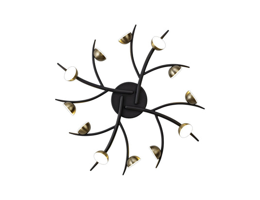 C-Lighting Twydall 12 Light Semi-Flush, 12 x 3W LED, 3000K, 1980lm, Black/Antique Brass, 3yrs Warranty - 28767