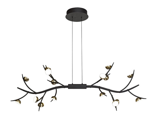 C-Lighting Twydall 16 Light Linear Pendant, 16 x 3W LED, 3000K, 2640lm, Black/Antique Brass, 3yrs Warranty - 28769