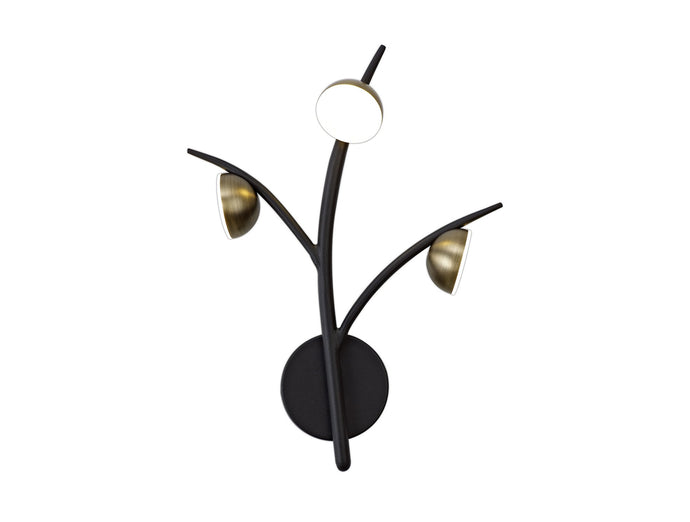 C-Lighting Twydall 3 Light Wall Lamp, 3 x 3W LED, 3000K, 495lm, Black/Antique Brass, 3yrs Warranty - 28771