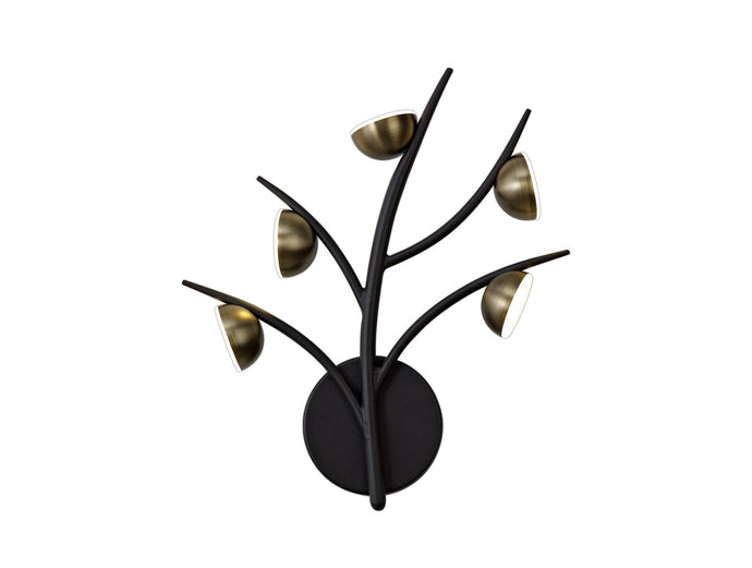 C-Lighting Twydall 5 Light Wall Lamp, 5 x 3W LED, 3000K, 825lm, Black/Antique Brass, 3yrs Warranty - 28772