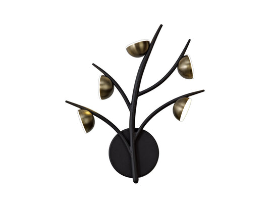 C-Lighting Twydall 5 Light Wall Lamp, 5 x 3W LED, 3000K, 825lm, Black/Antique Brass, 3yrs Warranty - 28772
